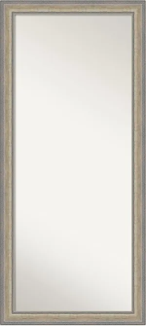 Amanti Art Silver Full Length Mirror, 65x29 Fleur Champagne Silver Tall Free Standing Body Wall Mirror Full Length for Dressing, Traditional Wood Frame, Lean on Floor or Hang, Wall Decor from WI, USA