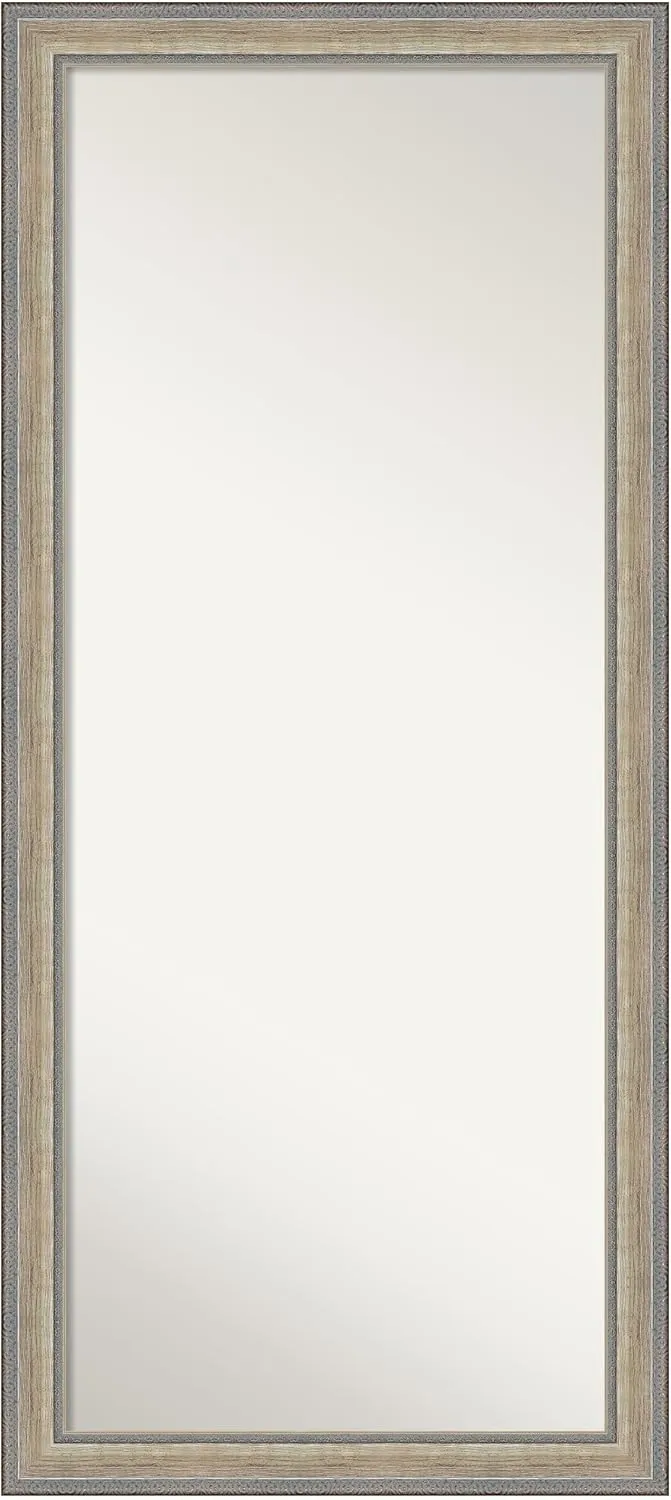 Amanti Art Silver Full Length Mirror, 65x29 Fleur Champagne Silver Tall Free Standing Body Wall Mirror Full Length for Dressing, Traditional Wood Frame, Lean on Floor or Hang, Wall Decor from WI, USA