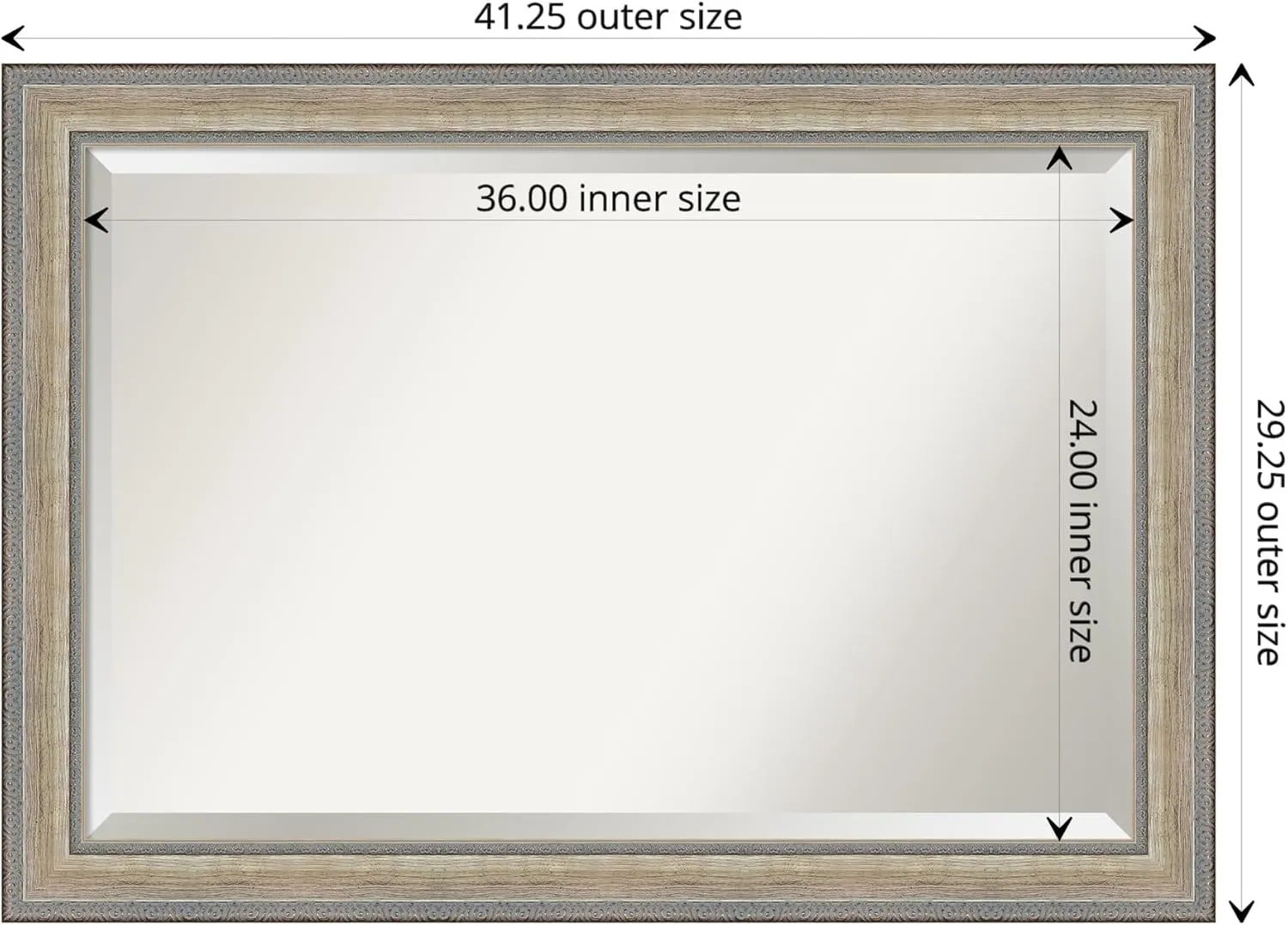 Amanti Art Silver Wall Mirror 29x41 Fleur Champagne Silver Rectangle Bathroom Mirror for Wall Decor Living Room, Large Traditional Wood Frame, Hangs Horizonally and Vertically, Bathroom Decor, Beveled