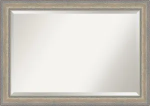 Amanti Art Silver Wall Mirror 29x41 Fleur Champagne Silver Rectangle Bathroom Mirror for Wall Decor Living Room, Large Traditional Wood Frame, Hangs Horizonally and Vertically, Bathroom Decor, Beveled