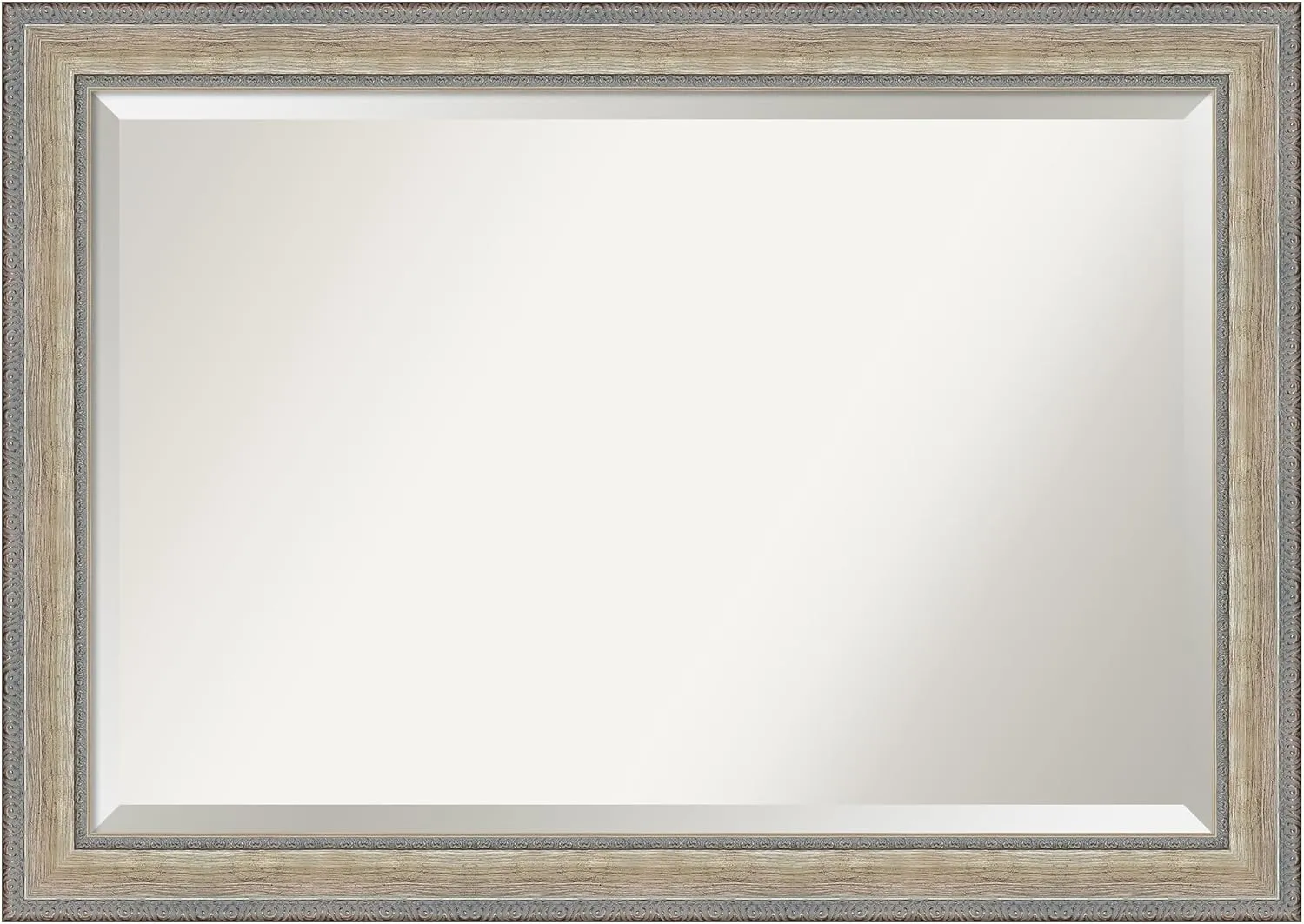 Amanti Art Silver Wall Mirror 29x41 Fleur Champagne Silver Rectangle Bathroom Mirror for Wall Decor Living Room, Large Traditional Wood Frame, Hangs Horizonally and Vertically, Bathroom Decor, Beveled
