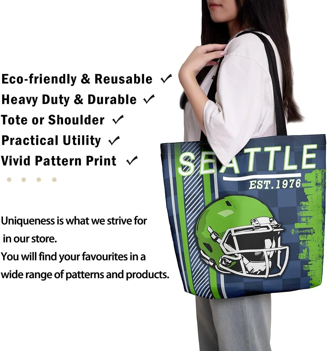 American Football City Canvas Tote Bag Football Sports Ball Game Travel Shopping Bag,Teen Rugby Helmet