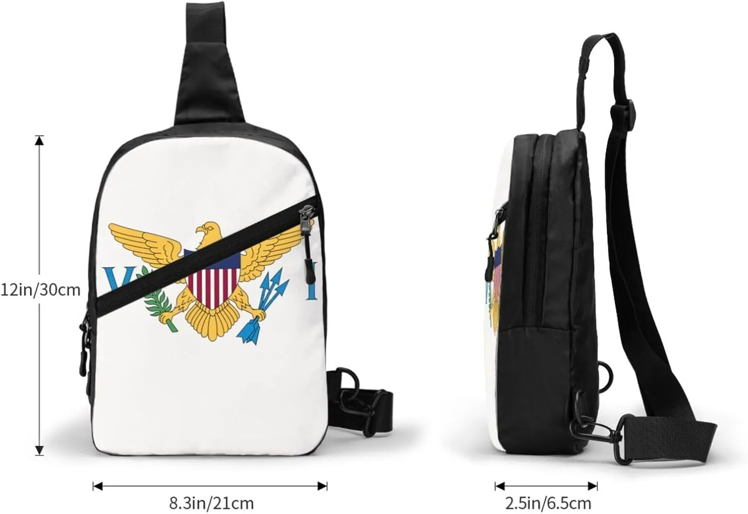 American Virgin Islands Flags Eagle Crossbody Bag Portable Sling Bags Foldable Chest Daypack Reusable Sports Shoulder Backpack Diagonally Casual Rucksack Travel Bag