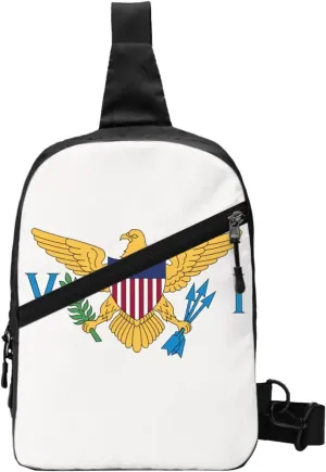 American Virgin Islands Flags Eagle Crossbody Bag Portable Sling Bags Foldable Chest Daypack Reusable Sports Shoulder Backpack Diagonally Casual Rucksack Travel Bag