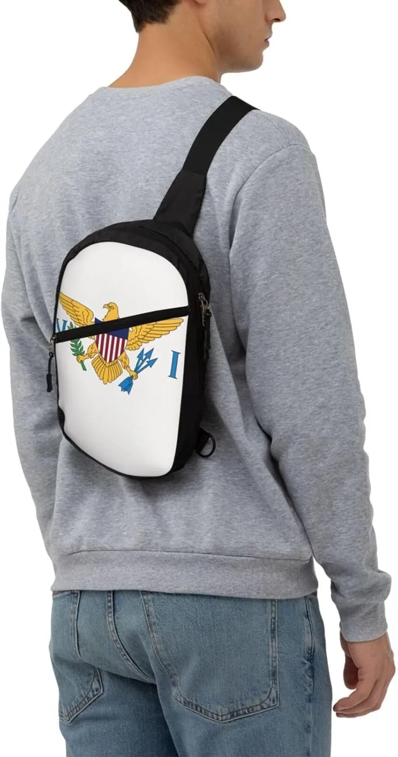 American Virgin Islands Flags Eagle Crossbody Bag Portable Sling Bags Foldable Chest Daypack Reusable Sports Shoulder Backpack Diagonally Casual Rucksack Travel Bag