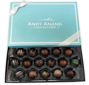 Andy Anand Dark Chocolate Truffles 16 Pcs Of Champagne, Rum, Amaretto, Black Forest Ext Amazing-Delicious-Decadent Gift Boxed (8oz)