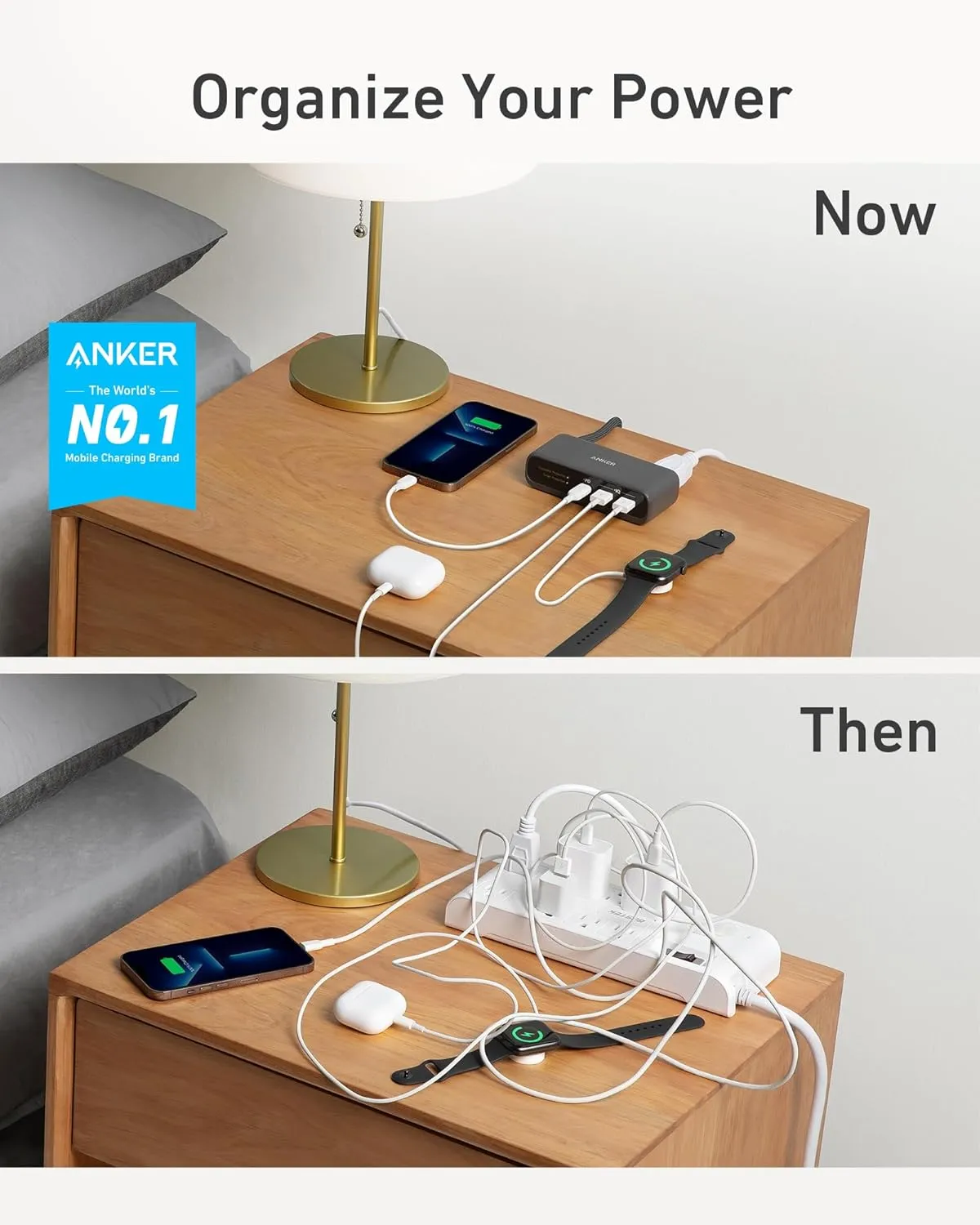 Anker 521 Power Strip with USB C, 3 Outlets and 30W USB C Charger for iPhone16/15,5 ft Extension Cord, Power Delivery High-Speed Charging Station for Dorm Room, Office, and Home