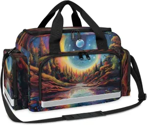 Anti-Scratch Duffle Bag for Travel 25x17.7x11.2 Inch - Waterproof Duffel Bag for Camping Fitness, Durable EMS Gear for First Responders Abstract Forest Night Sky