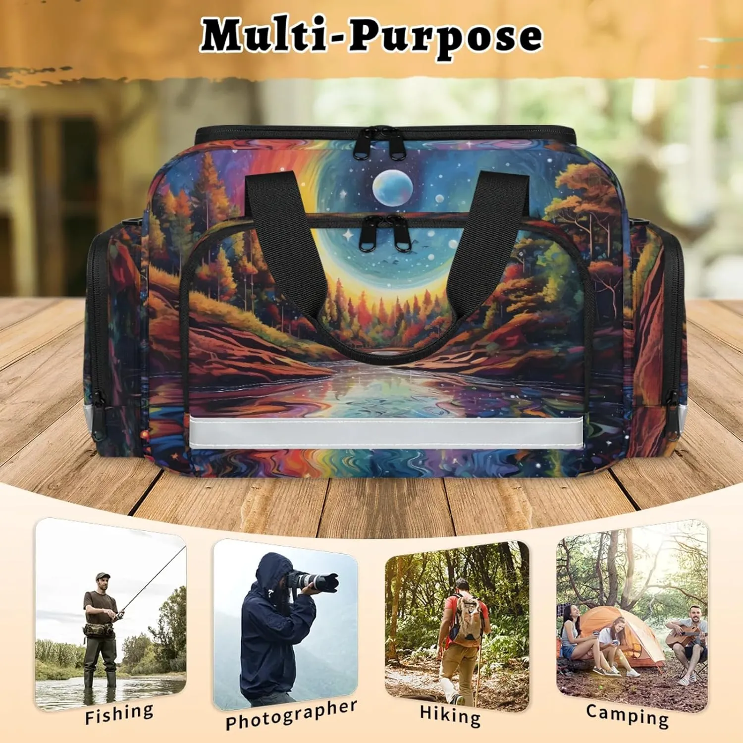 Anti-Scratch Duffle Bag for Travel 25x17.7x11.2 Inch - Waterproof Duffel Bag for Camping Fitness, Durable EMS Gear for First Responders Abstract Forest Night Sky