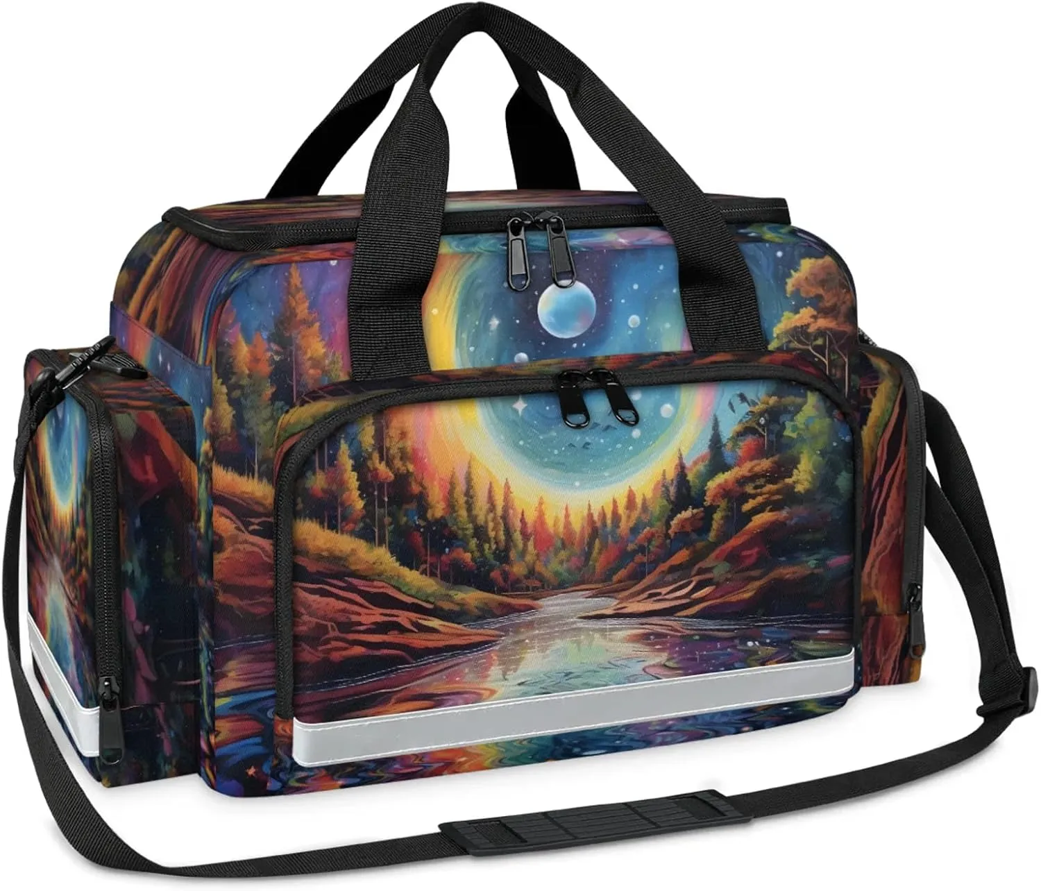 Anti-Scratch Duffle Bag for Travel 25x17.7x11.2 Inch - Waterproof Duffel Bag for Camping Fitness, Durable EMS Gear for First Responders Abstract Forest Night Sky
