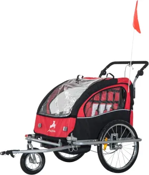 Aosom Elite 360 Swivel Bike Trailer for Kids Double Child Two-Wheel Bicycle Cargo Trailer with 2 Security Harnesses