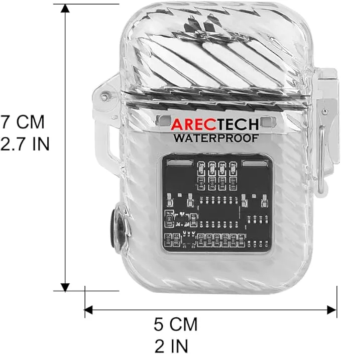ARECTECH Electric Arc Dual Lighter Rechargeable Lighter 3 Modes of Flashlight Plasma Windproof Lighters Waterproof with Survival Emergency Whistle and Lanyard for Candle Outdoor Camping (Silver)