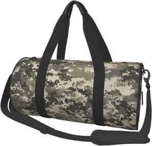 Army Digital Camouflage Printed Sports Gym Bag for Men Women Foldable Duffel Bag Carry On Weekender Bag for Travel Sports