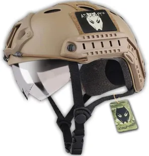 ATAIRSOFT PJ Type Tactical Multifunctional Fast Helmet with Visor Goggles Version