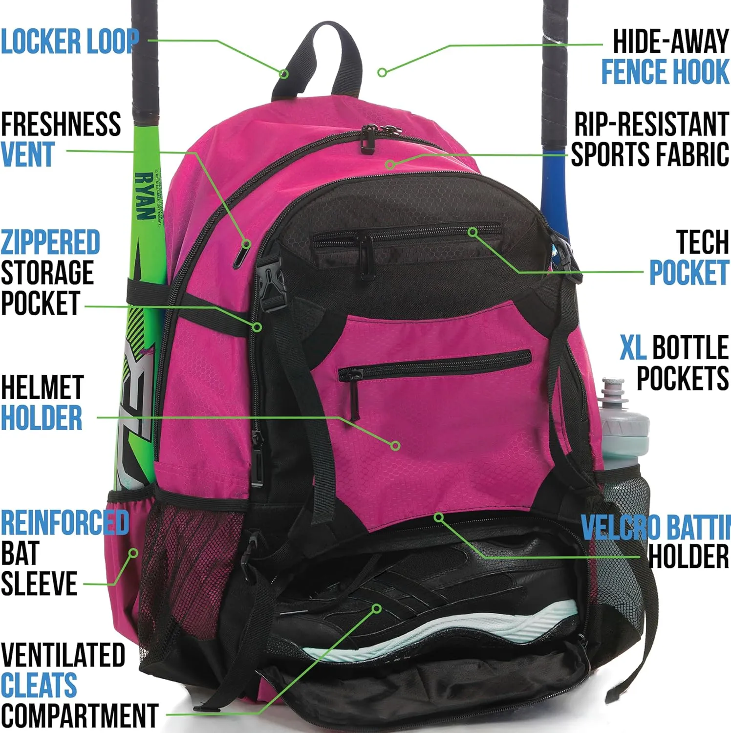 Athletico Advantage Baseball Bag - Baseball Backpack With External Helmet Holder for Baseball, T-Ball & Softball Equipment & Gear for Youth and Adults | Holds Bat, Helmet, Glove, Shoes