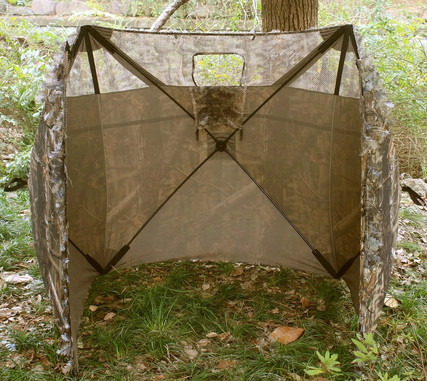 AUSCAMOTEK Pop Up Ground Blind for Deer Duck Turkey Hunting Portable Quick Setup Lightweight Green/Brown/Dry Grass Ground Peg Included