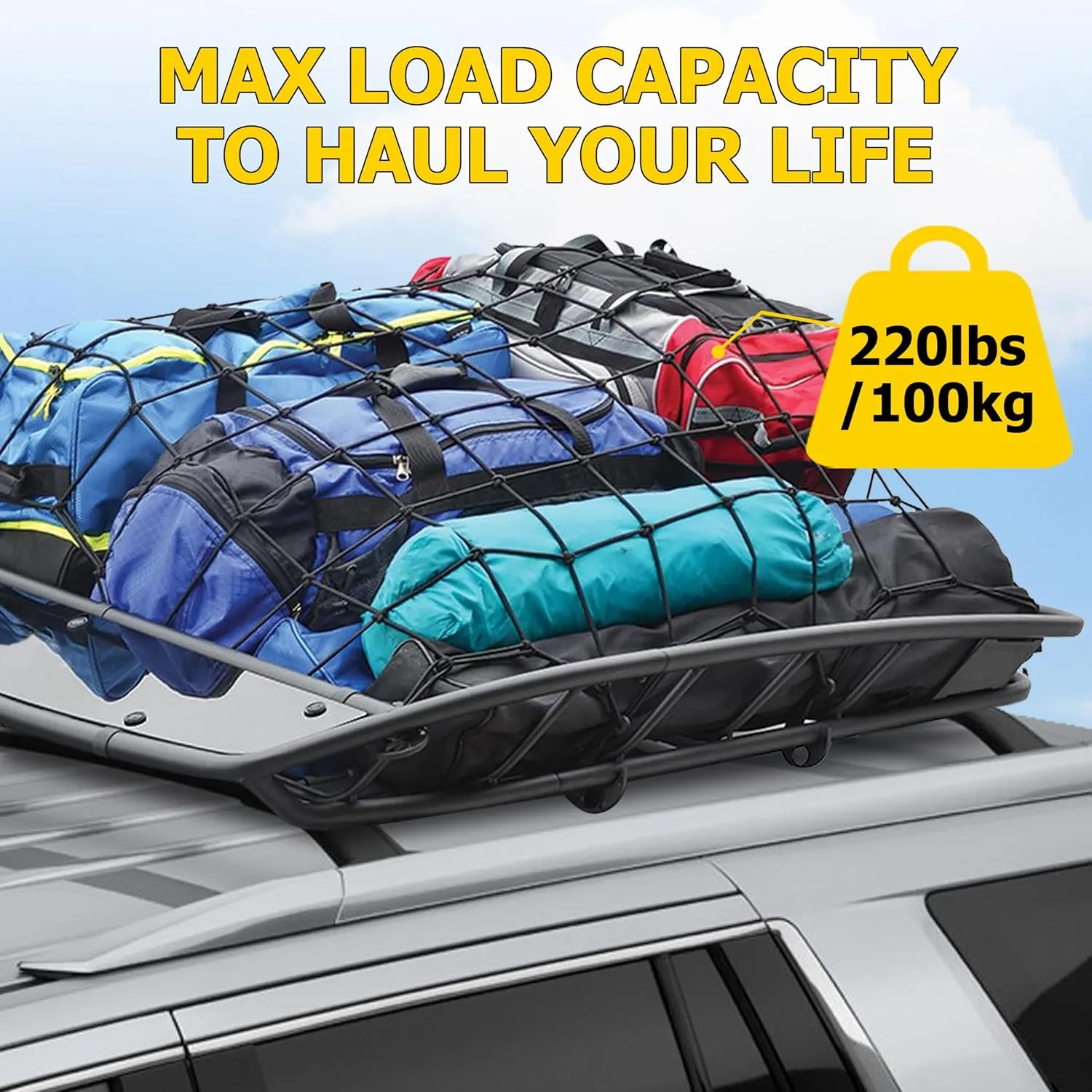 AUXMART Roof Rack Cross Bars fits for Chevrolet Bolt EUV 2022-2025(Not fit for Bolt EV) with Raised Side Rails 220lbs Adjustable Aluminum Crossbars Compatible with Roof Boxes Bags Kayak Bicycle