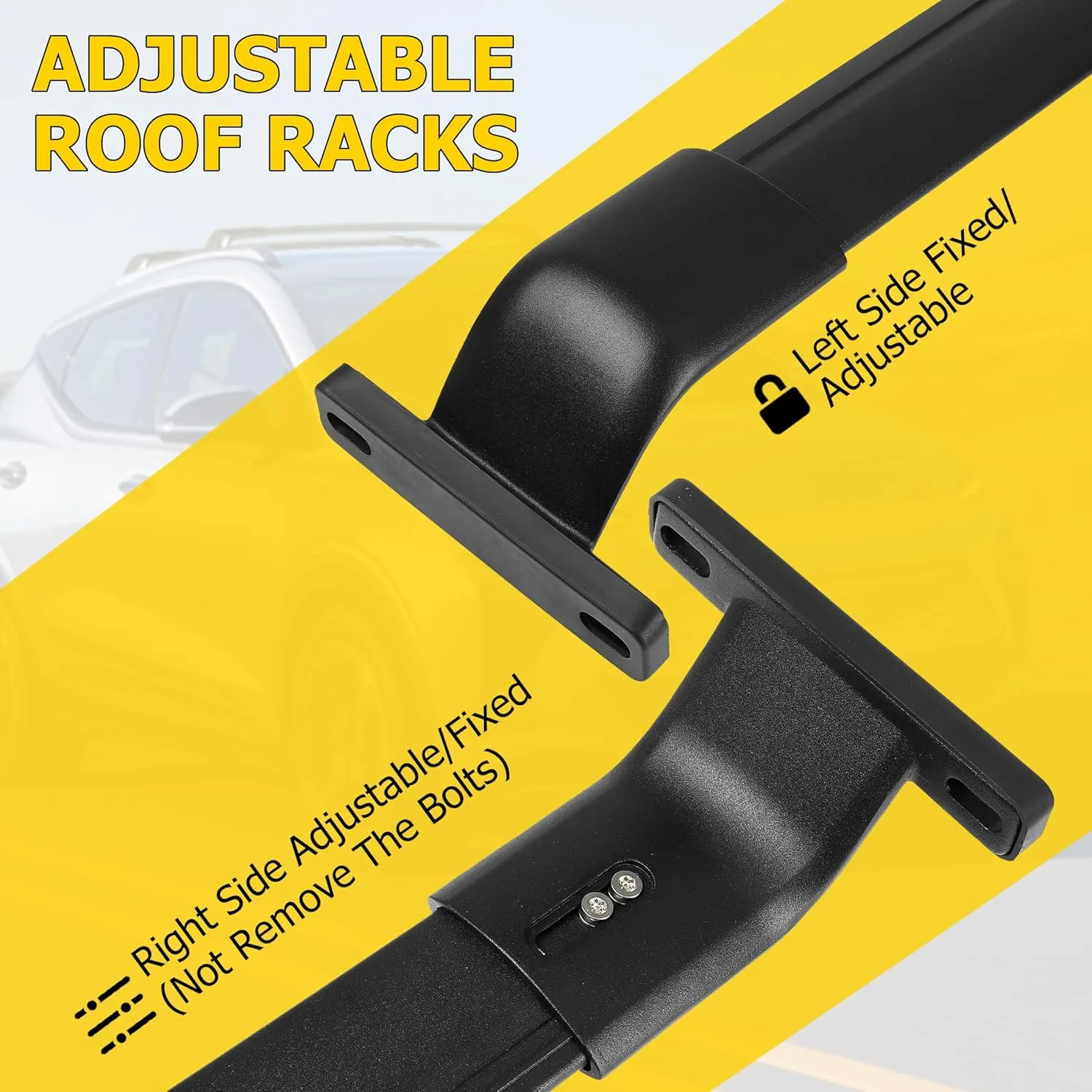 AUXMART Roof Rack Cross Bars fits for Chevrolet Bolt EUV 2022-2025(Not fit for Bolt EV) with Raised Side Rails 220lbs Adjustable Aluminum Crossbars Compatible with Roof Boxes Bags Kayak Bicycle