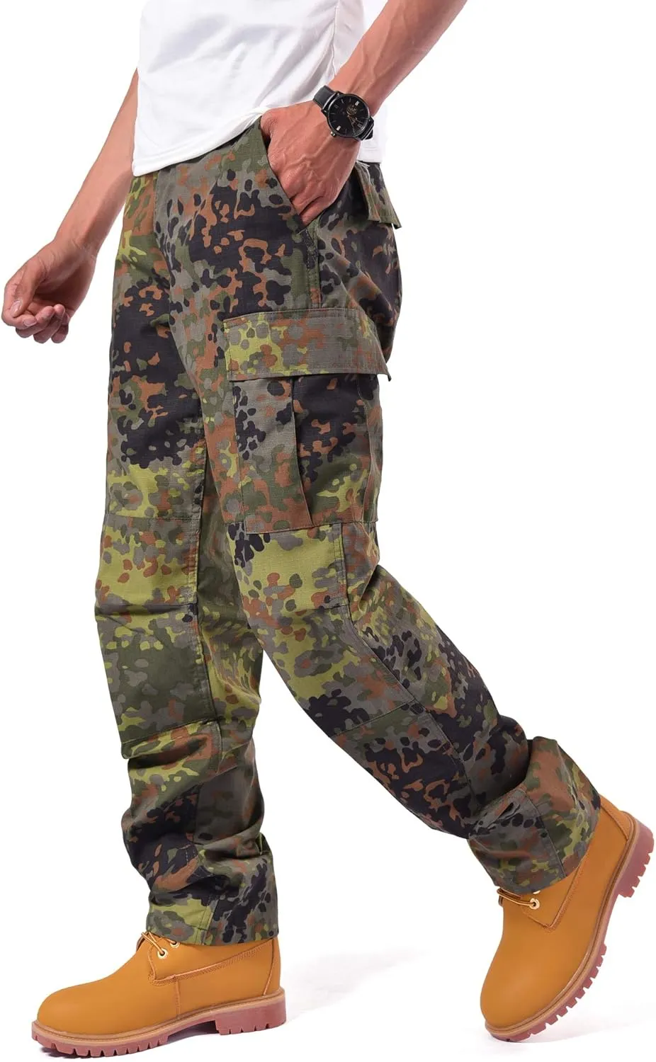 BACKBONE Mens Casual Street Fashion Camo Cargo Pants Army Combat Military BDU Pants Work Hunt Pants
