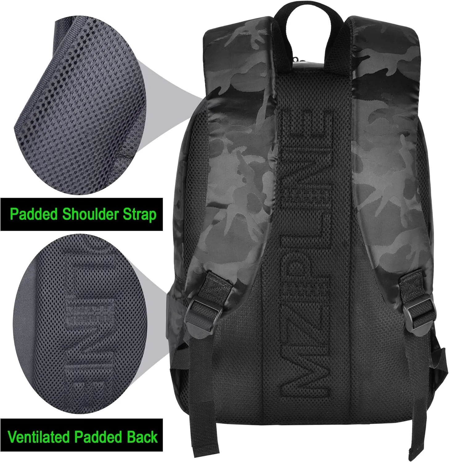 Backpack Bag With TSA Lock & Key-Smell Proof-Water Resistant Laptop Daypack Travel bags for Men & Women Travel (Camouflage Black)