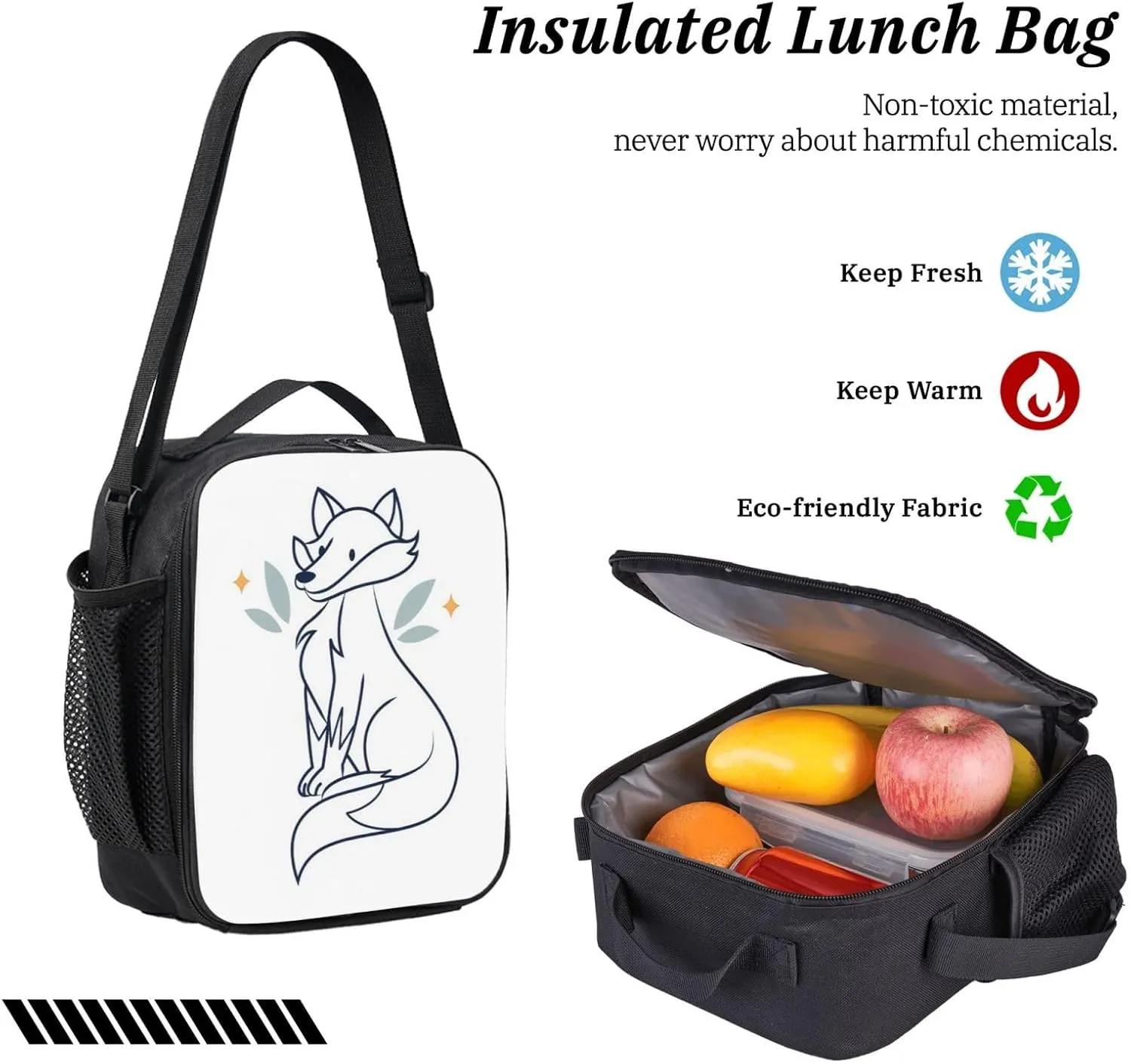 Backpack Lunch Box and Bag 3PCS Large Capacity Travel Backpack Suitable Work Outdoor Sport for Woman Man Fox22