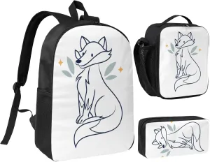Backpack Lunch Box and Bag 3PCS Large Capacity Travel Backpack Suitable Work Outdoor Sport for Woman Man Fox22