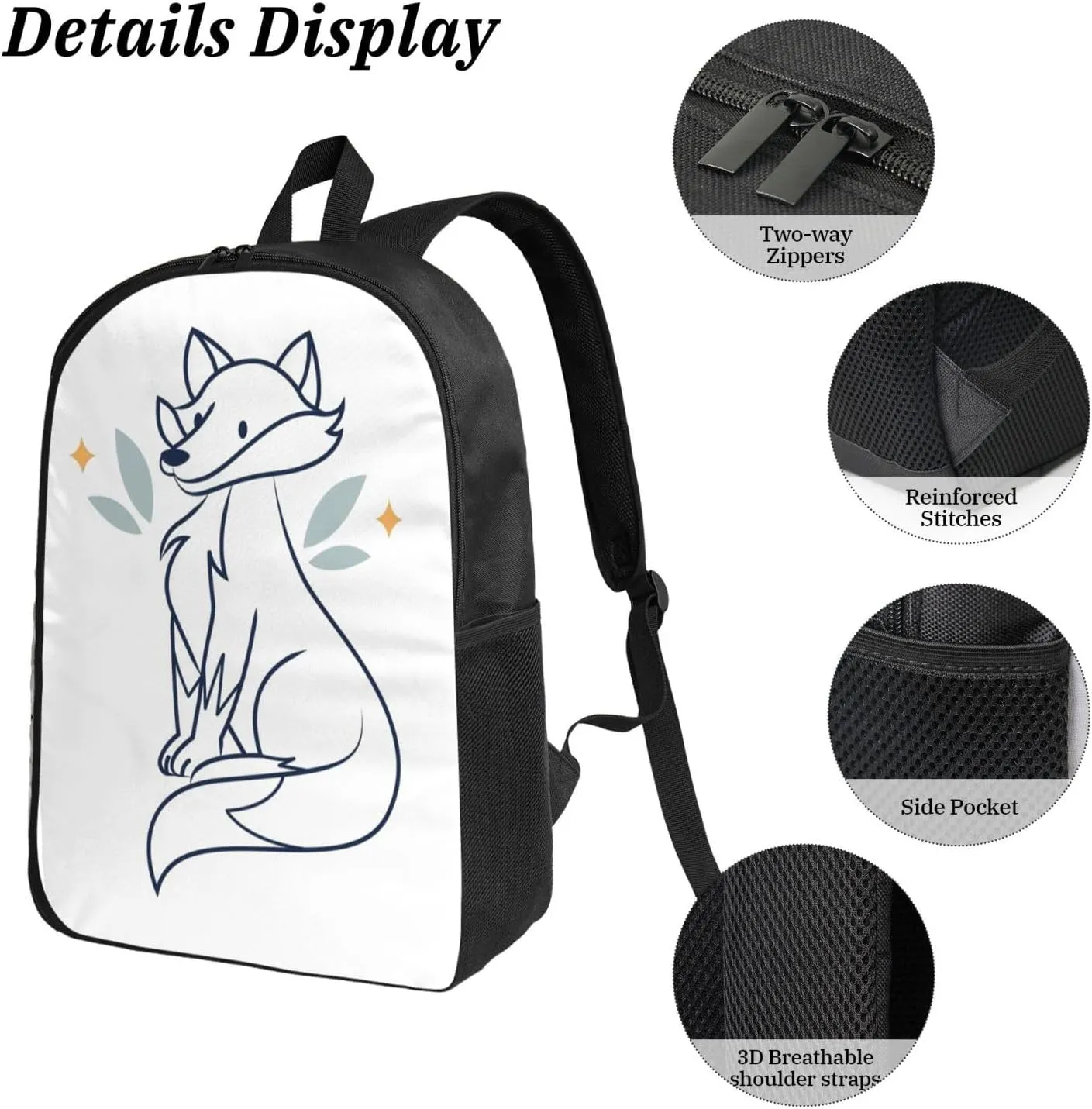 Backpack Lunch Box and Bag 3PCS Large Capacity Travel Backpack Suitable Work Outdoor Sport for Woman Man Fox22