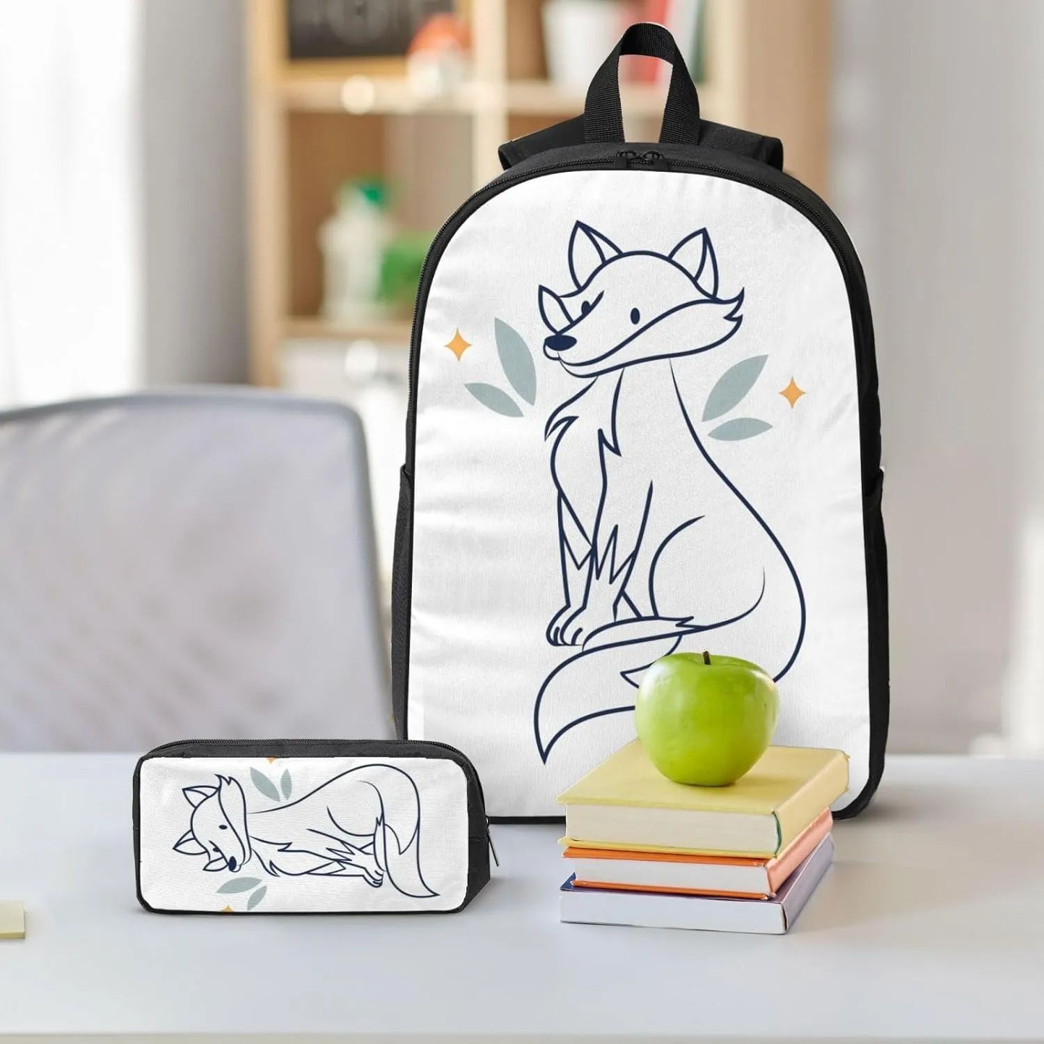 Backpack Lunch Box and Bag 3PCS Large Capacity Travel Backpack Suitable Work Outdoor Sport for Woman Man Fox22