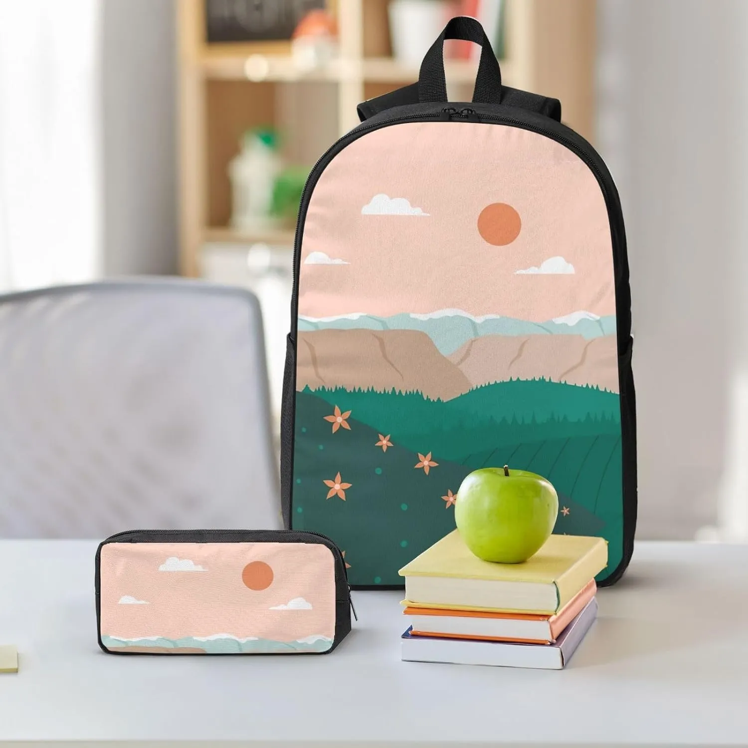 Backpack Lunch Box and Bag 3PCS Large Capacity Travel Backpack Suitable Work Outdoor Sport for Woman Man Sun08