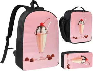 Backpack Lunch Box and Bag 3PCS Large Capacity Travel Backpack Suitable Work Outdoor Sport for Woman Man Sundae