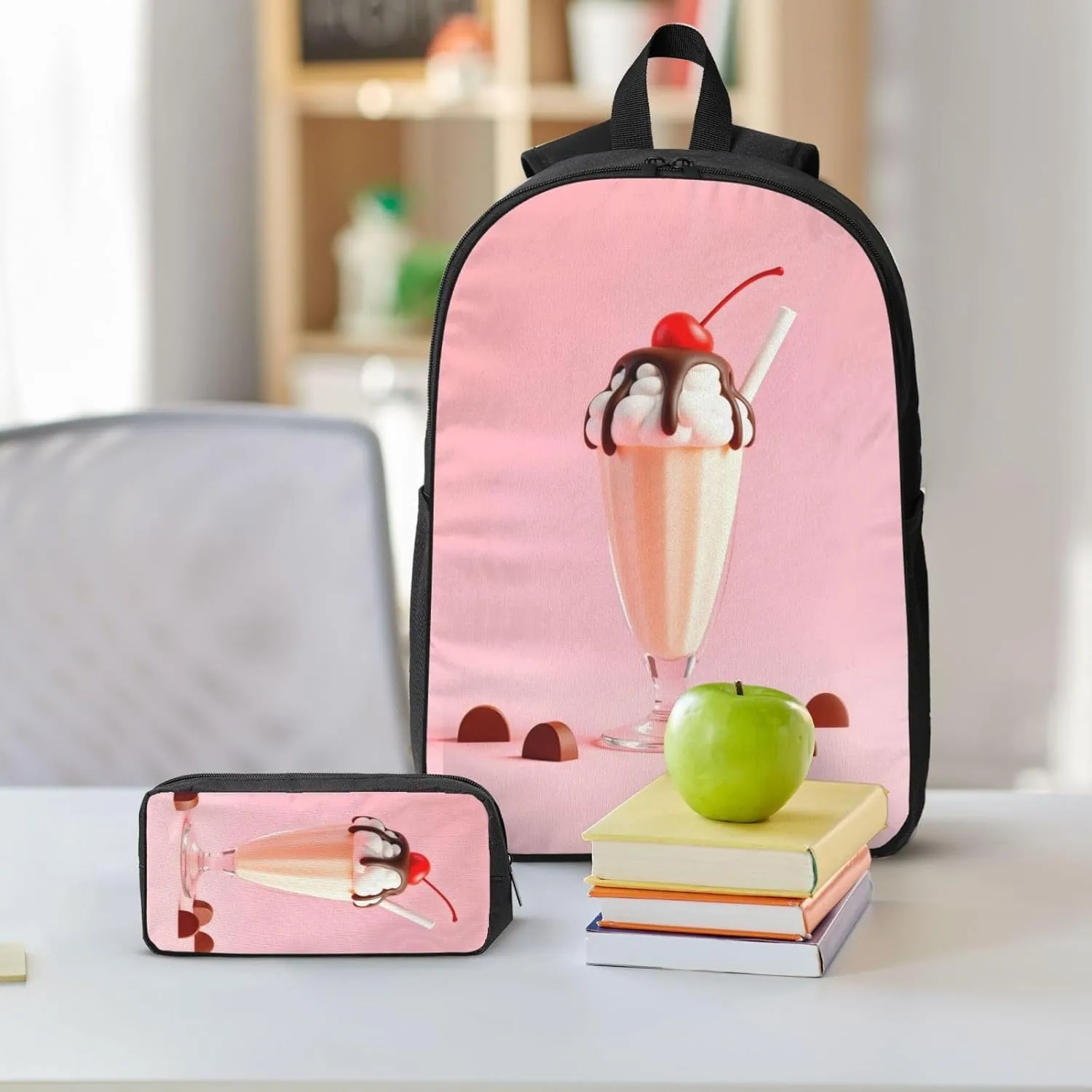 Backpack Lunch Box and Bag 3PCS Large Capacity Travel Backpack Suitable Work Outdoor Sport for Woman Man Sundae