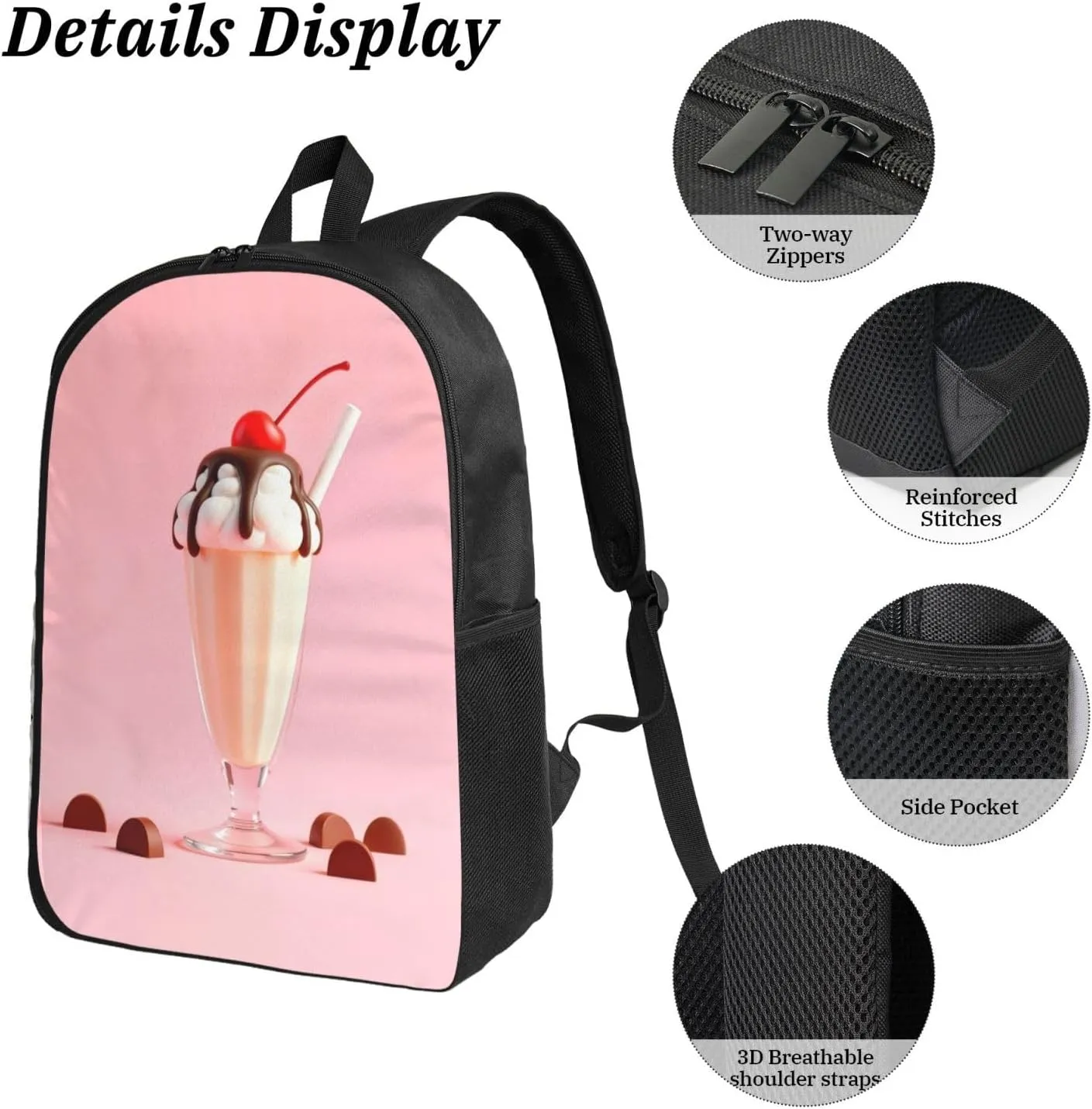 Backpack Lunch Box and Bag 3PCS Large Capacity Travel Backpack Suitable Work Outdoor Sport for Woman Man Sundae