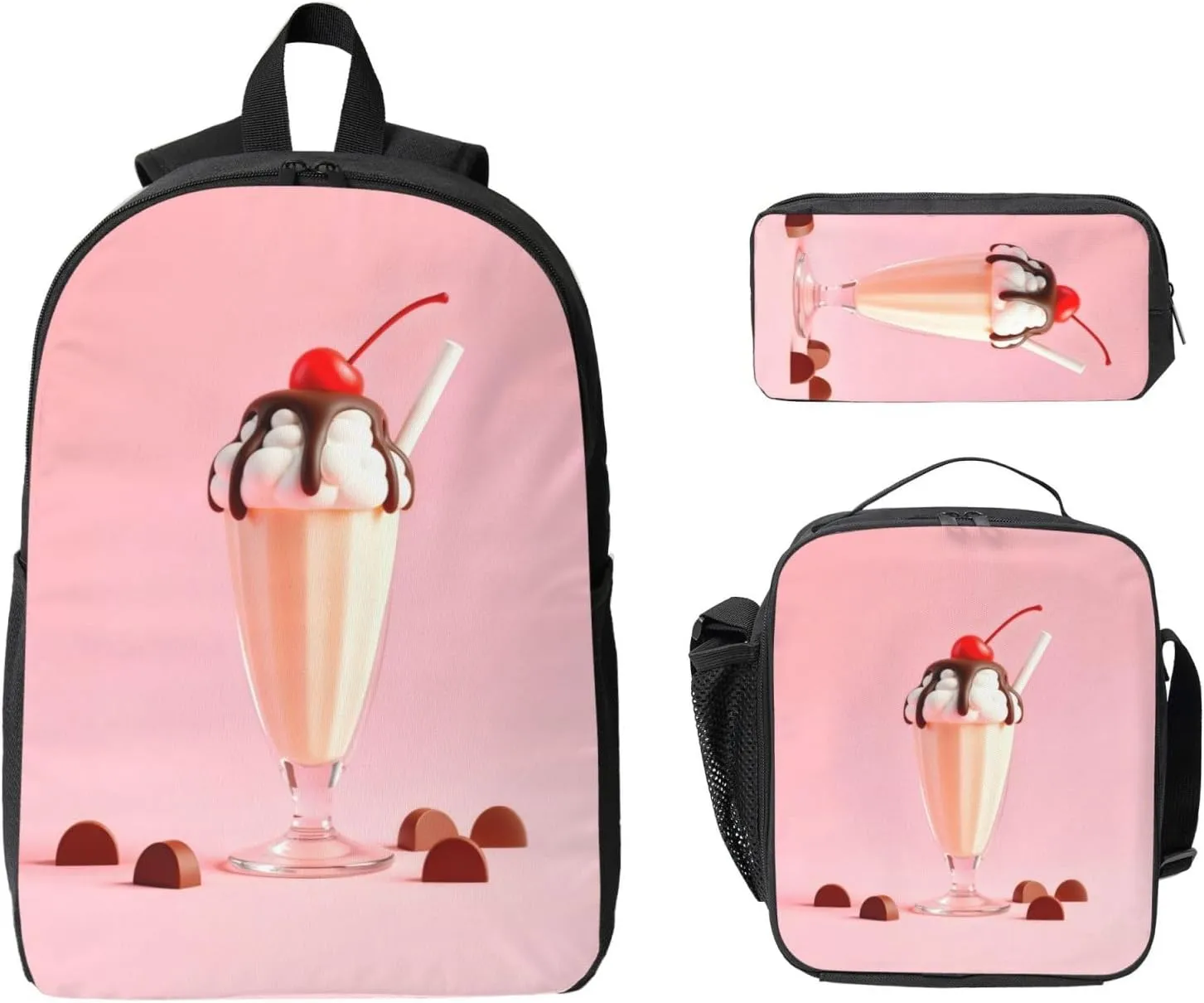 Backpack Lunch Box and Bag 3PCS Large Capacity Travel Backpack Suitable Work Outdoor Sport for Woman Man Sundae
