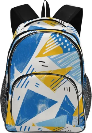 Backpacks 22L Three Layer Arc Book Bag Lightweight for Travel Camping Hiking Rucksack Daypack Kids & Adults Blue Triangles