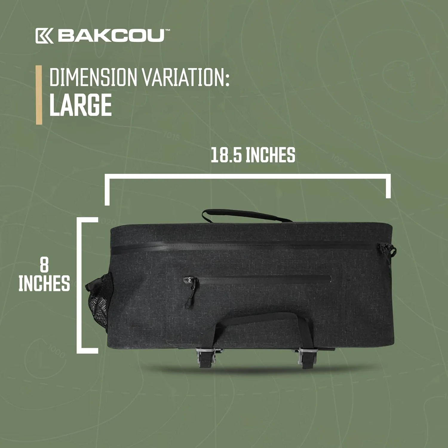 Bakcou - Large Top Pannier Bag with 4 Quick Clamps - Waterproof, Tight Zipper, Internal Straps for Battery, Rain Gear, Repair Kit - 18.5x8x8 Inches