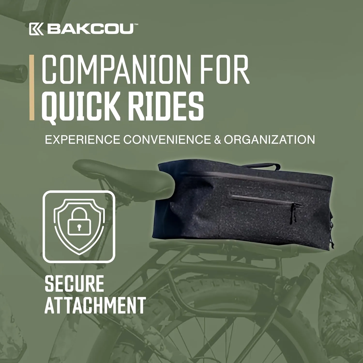 Bakcou - Large Top Pannier Bag with 4 Quick Clamps - Waterproof, Tight Zipper, Internal Straps for Battery, Rain Gear, Repair Kit - 18.5x8x8 Inches