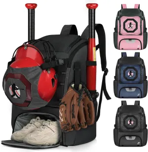 Baseball Backpack Softball Bat Bag for Youth Adults Baseball T-Ball Equipment Bag with Shoes Compartment
