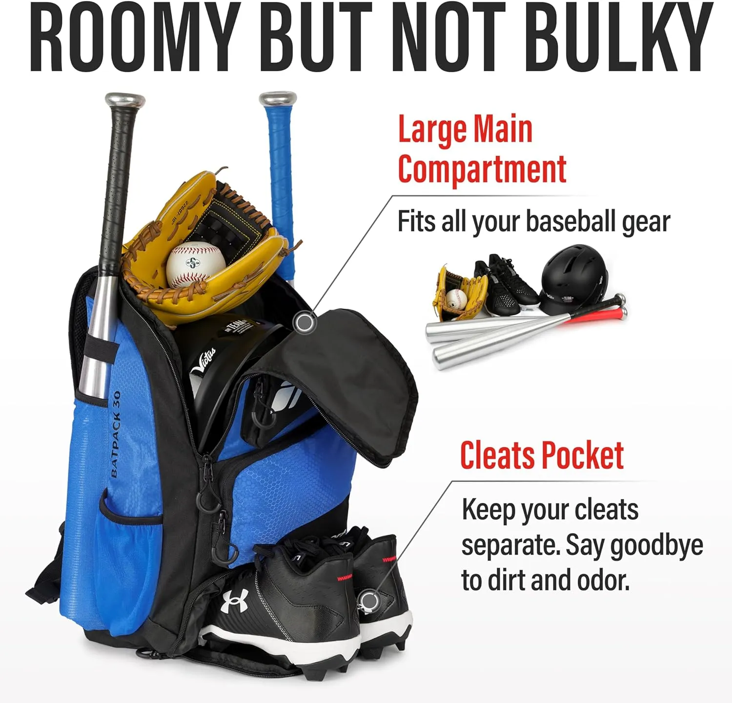 Baseball Bag - Backpack for Baseball, Softball, Tball - Adults & Youth Bat Bag