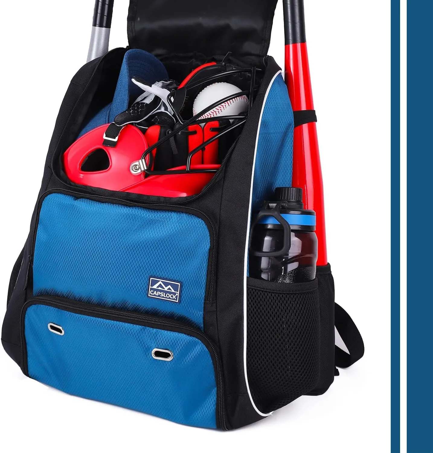 Baseball Bat Bag Backpack,T-Ball & Softball Bat Bag with Shoes Compartment for Youth and Adult, Lightweight Baseball Bag with Fence Hook Hold Bat, Batting Mitten, Helmet, Caps, Teeball Gear