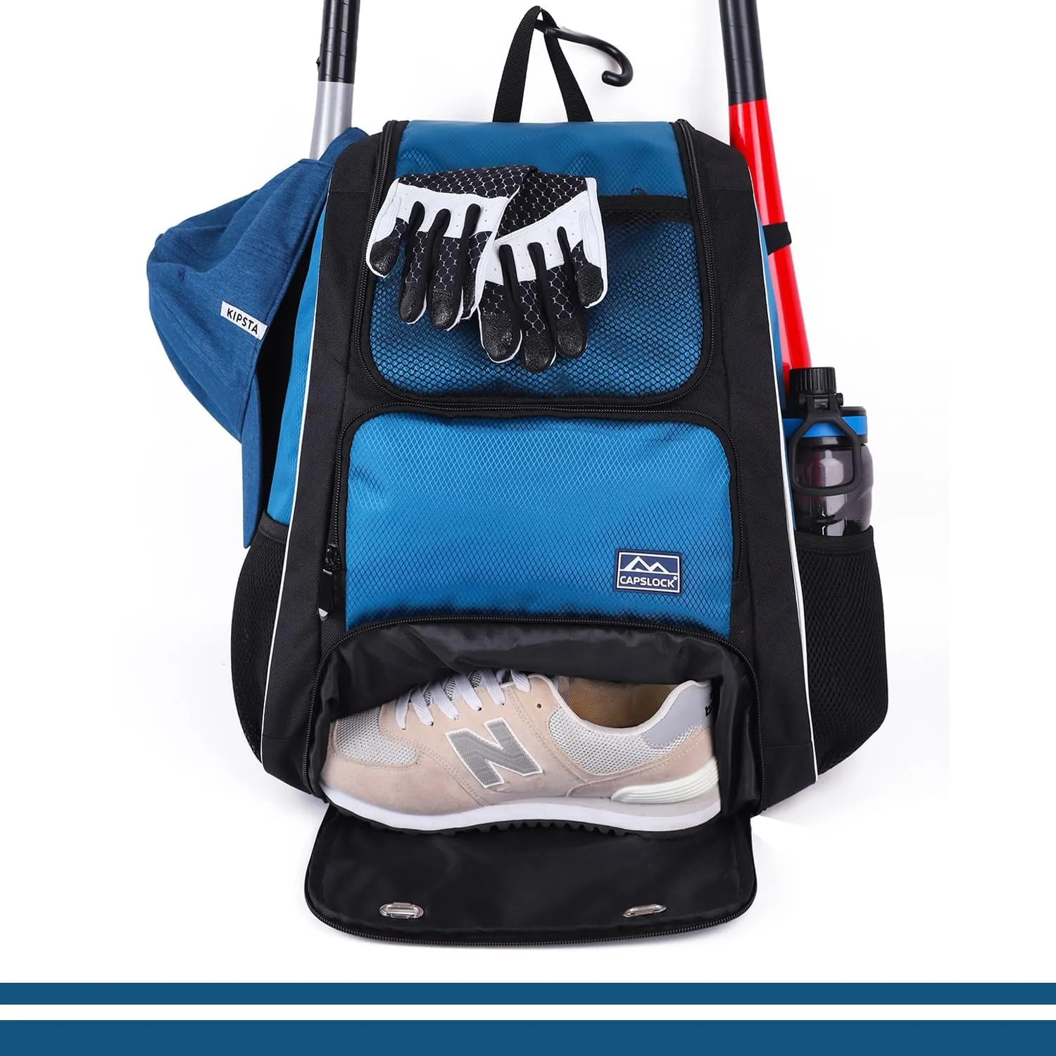Baseball Bat Bag Backpack,T-Ball & Softball Bat Bag with Shoes Compartment for Youth and Adult, Lightweight Baseball Bag with Fence Hook Hold Bat, Batting Mitten, Helmet, Caps, Teeball Gear