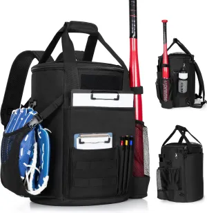 Baseball Coaches Bag Fits 6 Gallon Ball Bucket, Baseball Bucket Bag with Backpack and Shoulder Straps