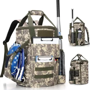 Baseball Coaches Bag Fits 6 Gallon Ball Bucket, Baseball Bucket Bag with Backpack and Shoulder Straps