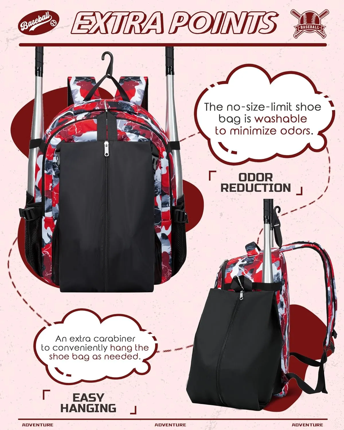 Baseball Softball Backpack for Kids Boys Girls 6-8 8-12 12-14 Large Youth Bat Bag for Gear Storage Baseball Softball Tball Equipment Back Pack with Separate Shoe Bag