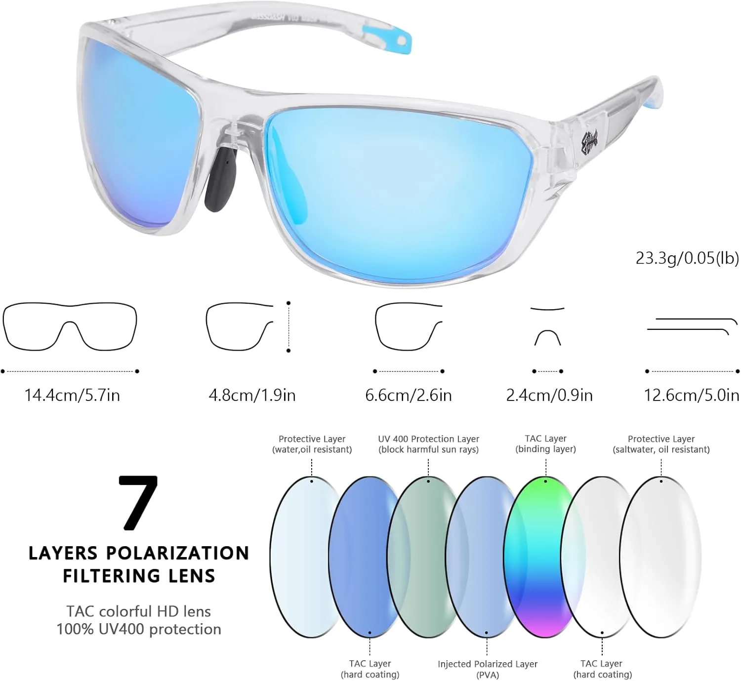 BASSDASH Polarized Sports Sunglasses for Men Women Fishing Driving Hiking UV400 with Lightweight TPX Unbreakable Frame