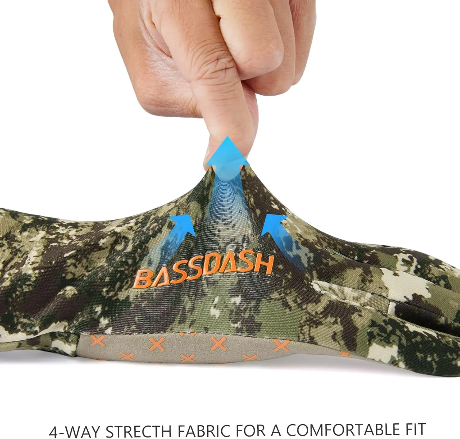 BASSDASH Unisex Fingerless Fleece Liner Camo Hunting Gloves for Cold Weather UPF 50  Lightweight Fishing Photography HG06