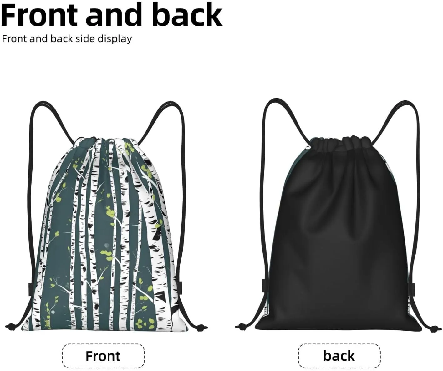 Beauty Birch Tree Stylish Drawstring Backpacks Cinch Bags, Gym Cinch Bag Polyester String Bag For Men Women