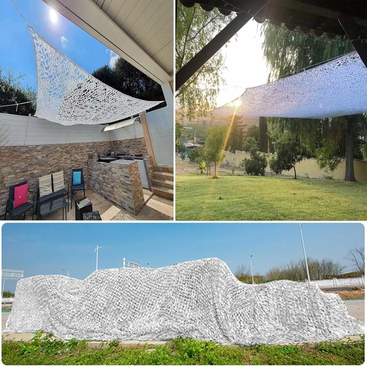 Beige Reinforce Camouflage Net,Decoration Camo Net for Party Decoration,Garden Sunscreen Nets,150D Oxford Fabric Customizable,Breathable/Anti-UV(2x7m(6.6x23ft))