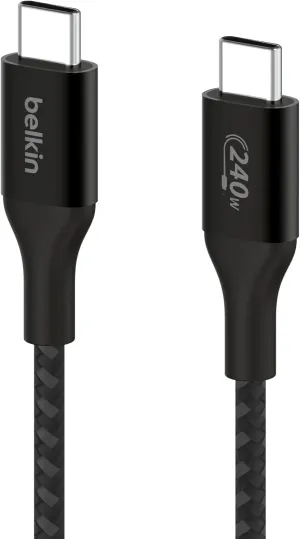 Belkin BoostCharge USB-C to USB-C Power Cable (2M/6.6ft) Fast Charging Cable 240W Power Delivery USB-IF for MacBook Pro, iPad, iPhone 16 Series, Galaxy S25 Series, Nintendo Switch 2 & More - Black