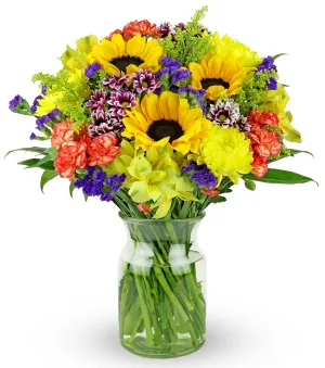 Benchmark Bouquets - Flowering Fields (Glass Vase Included) - Fresh Flowers for Delivery - Gift for Graduation, Birthday, Anniversary, Sympathy, Get Well, Congratulations