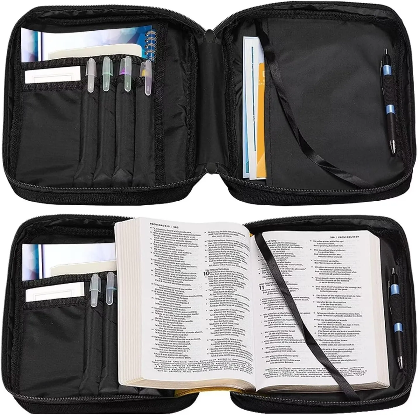 Bible Cover for Women & Men Jesus Cross Maple Leaf Design Zippered Bible Book Carrying Case Bible Bag and Totes Bible Study Supplies,God is Within Her She Will Not Fall Design